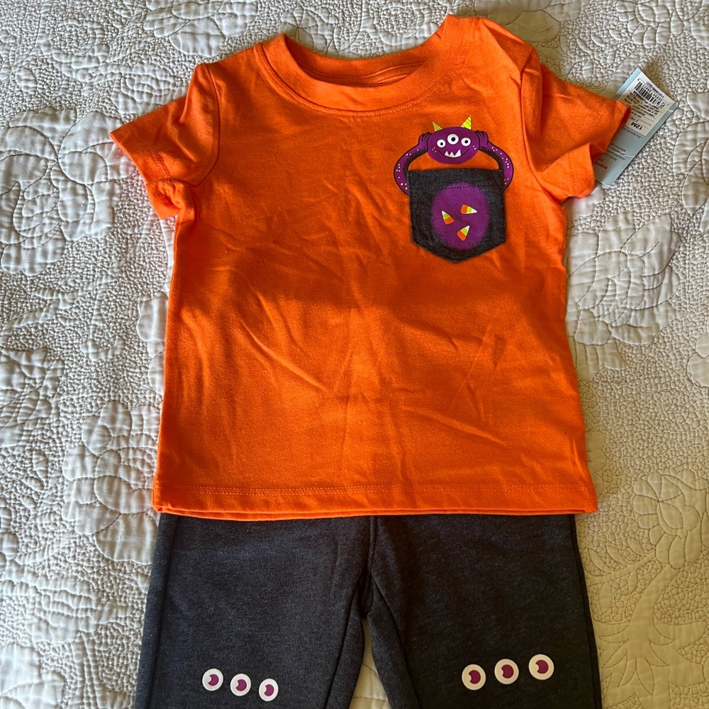 Toddler Boys Cat & Jack 12M Halloween  Top & Fleece Jogger Pants NWT